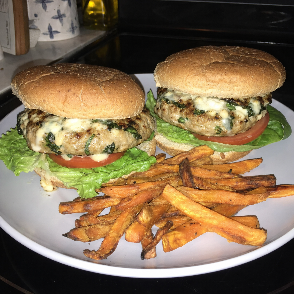 Spinach and Feta Turkey Burgers